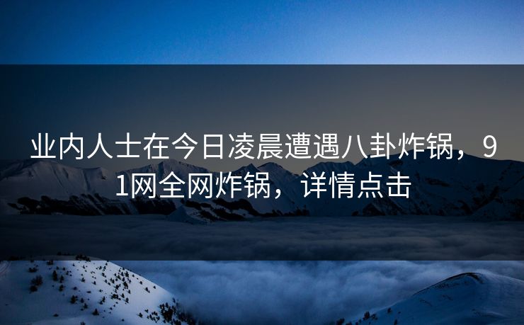 业内人士在今日凌晨遭遇八卦炸锅,91网全网炸锅,详情点击